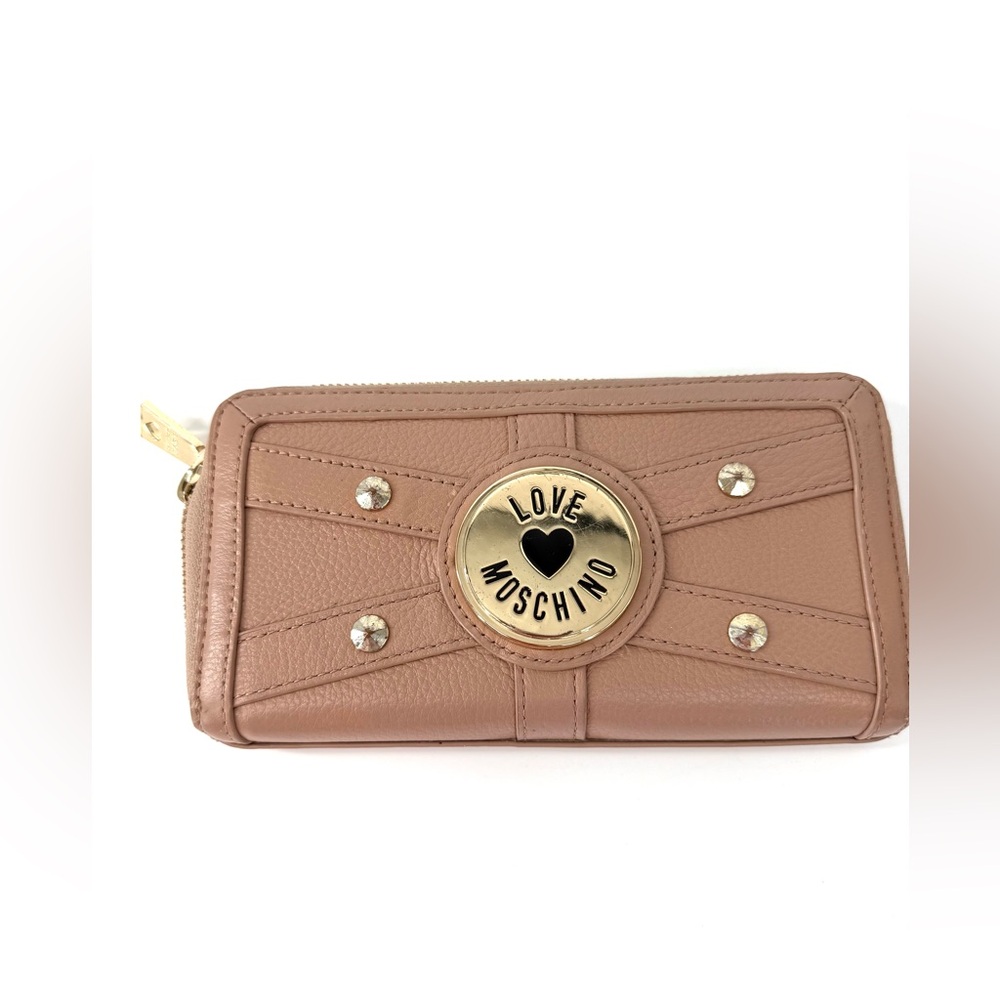 Love Moschino Stud Taupe Tan Gold with Structured Design Wallet